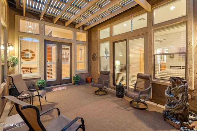 view of patio / terrace featuring a pergola and french doors