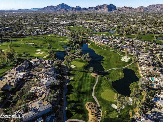 7222 E Gainey Ranch Rd Unit 241, Scottsdale, AZ 85258 - aerial overview of property's location featuring nearby suburban area, a water and mountain view, and a golf course
