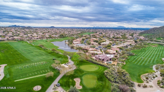 3055 N Red Mtn Unit 95, Mesa, AZ 85207 - aerial view of property's location with nearby suburban area, a water and mountain view, and a golf club