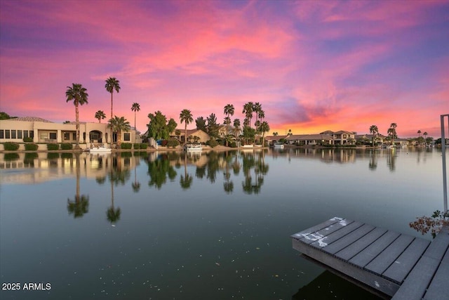 dock area featuring a water view