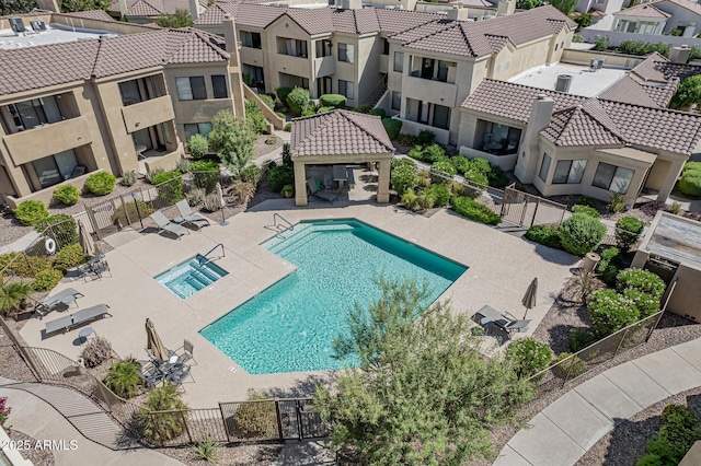 7575 E Indian Bend Rd Unit 1142, Scottsdale, AZ 85250 - community pool featuring a residential view, a patio area, and a gazebo