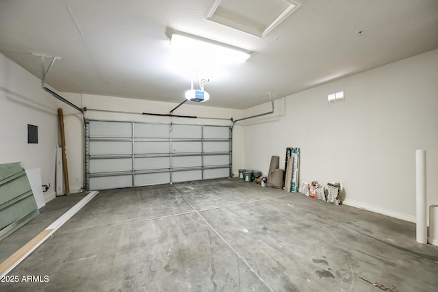 garage with a garage door opener