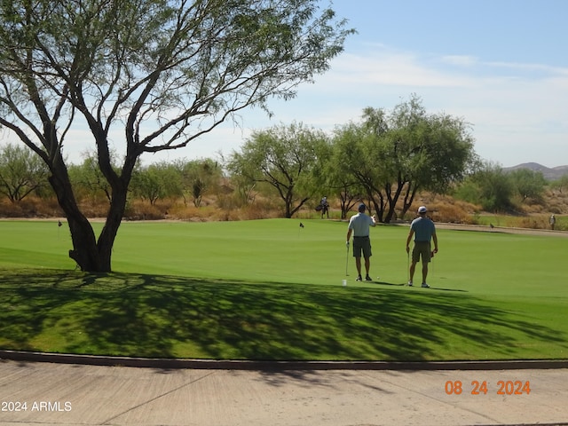 view of property's community with a lawn