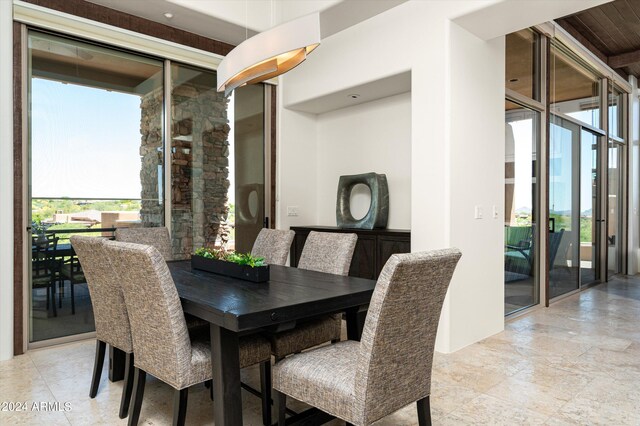 view of tiled dining area