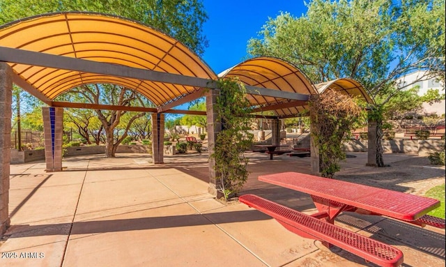 view of community featuring a patio