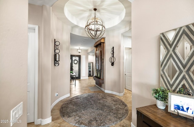 31108 N 122nd Ln, Peoria, AZ 85383 - hallway featuring a chandelier, light tile patterned flooring, and baseboards