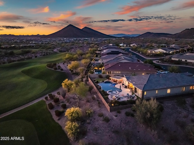 31108 N 122nd Ln, Peoria, AZ 85383 - aerial view at dusk of a mountain view, view of golf course, and a residential view
