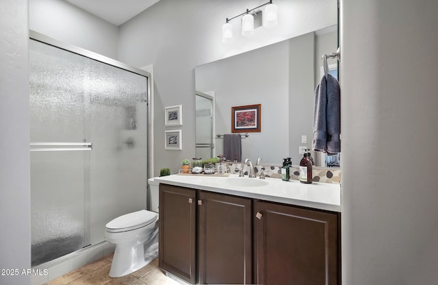 31108 N 122nd Ln, Peoria, AZ 85383 - bathroom with a stall shower, vanity, toilet, and tile patterned flooring
