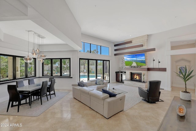 living room featuring french doors