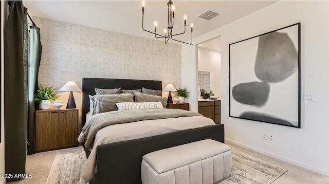9621 W Monterey Way, Phoenix, AZ 85037 - bedroom featuring a chandelier and light carpet