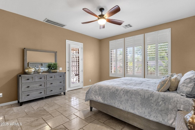 5342 S Citrus Ct, Gilbert, AZ 85298 - bedroom with baseboards, access to outside, and ceiling fan