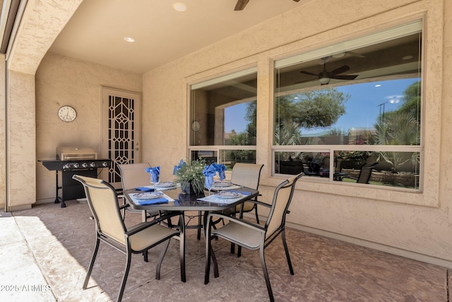 5342 S Citrus Ct, Gilbert, AZ 85298 - view of patio / terrace with outdoor dining area, a ceiling fan, and a grill
