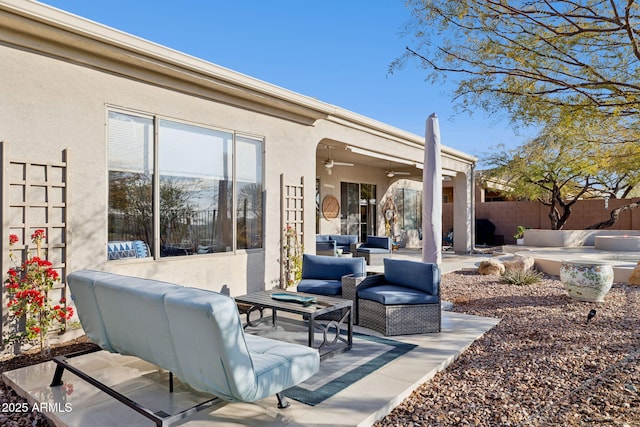 view of patio / terrace featuring an outdoor hangout area and ceiling fan