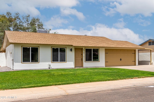 510 N Entrada St, Chandler, AZ 85226 - single story home featuring a garage, a front yard, driveway, and roof with shingles