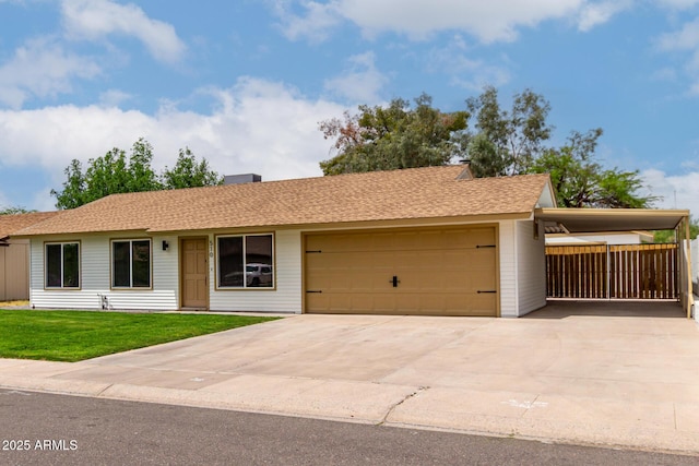 510 N Entrada St, Chandler, AZ 85226 - ranch-style home with an attached garage, concrete driveway, and an attached carport