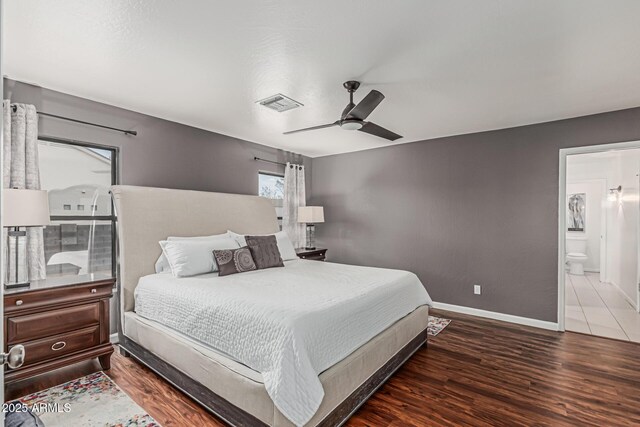 9035 W Villa Chula, Peoria, AZ 85383 - bedroom featuring ceiling fan, baseboards, visible vents, and wood finished floors