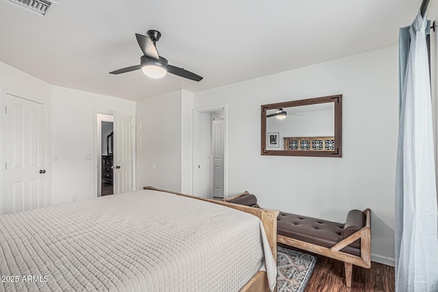 9035 W Villa Chula, Peoria, AZ 85383 - bedroom with baseboards, ceiling fan, wood finished floors, and visible vents