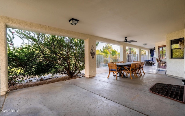 9035 W Villa Chula, Peoria, AZ 85383 - view of patio / terrace with outdoor dining area, a ceiling fan, and fence