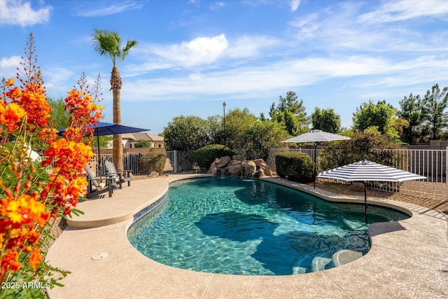 9035 W Villa Chula, Peoria, AZ 85383 - view of pool featuring a fenced in pool, a fenced backyard, and a patio area