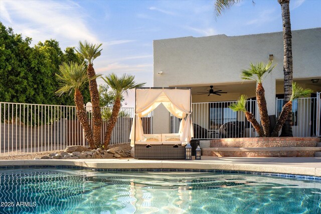 9035 W Villa Chula, Peoria, AZ 85383 - pool with ceiling fan and fence