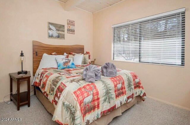 2868 Park Cir Unit 38, Pinetop, AZ 85935 - carpeted bedroom with beamed ceiling