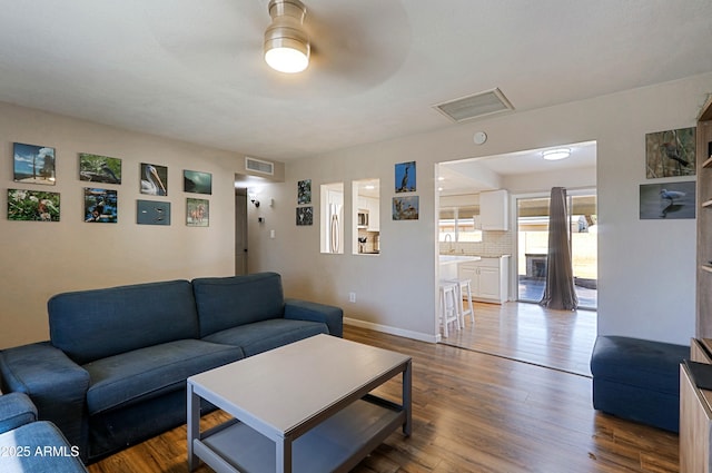 living room featuring wood-type flooring