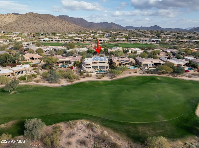 bird's eye view with a mountain view