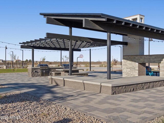 view of home's community with an outdoor kitchen