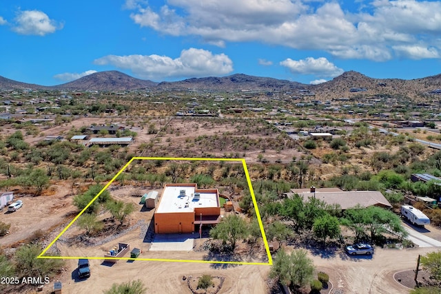 44421 N 12th St, New River, AZ 85087 - aerial overview of property's location featuring a mountainous background and property parcel outlined