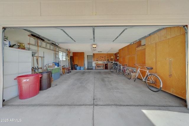 garage with a garage door opener