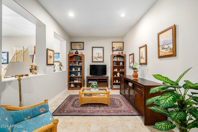 view of tiled living room