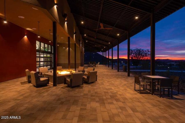 common area with a water view