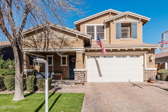 view of front of property featuring a garage