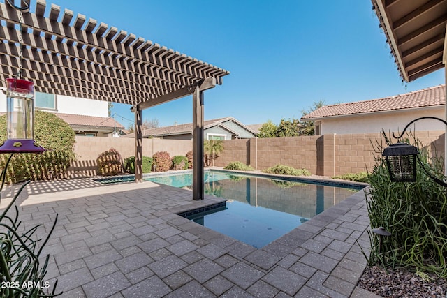 view of pool with a pergola and a patio