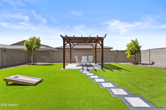 19239 W Elm St, Litchfield Park, AZ 85340 - fenced backyard featuring a pergola and a patio area