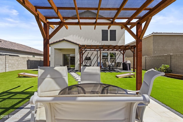 19239 W Elm St, Litchfield Park, AZ 85340 - fenced backyard with outdoor dining space, a pergola, and a patio area