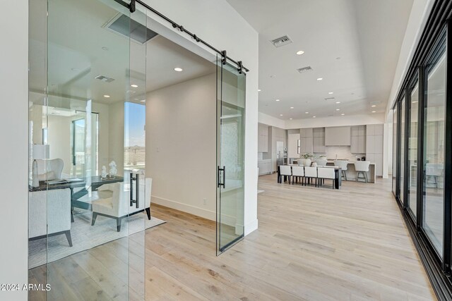 interior space with hardwood / wood-style floors