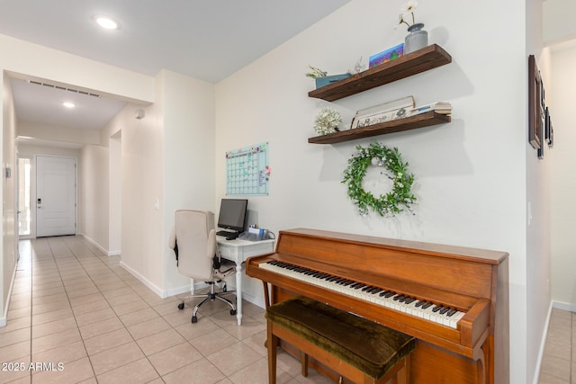 interior space featuring light tile patterned flooring