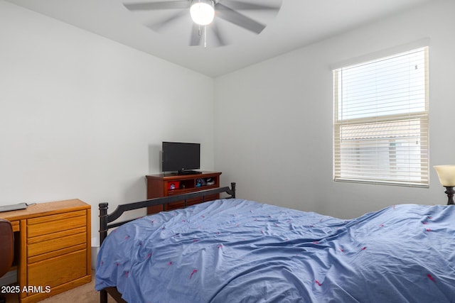 bedroom with carpet floors and ceiling fan