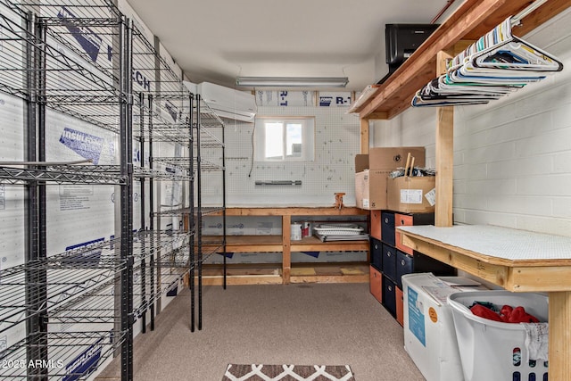 storage room with a wall mounted AC