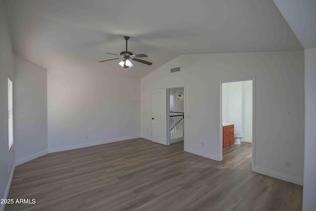 20722 N 38th St, Phoenix, AZ 85050 - spare room featuring lofted ceiling, ceiling fan, and wood finished floors