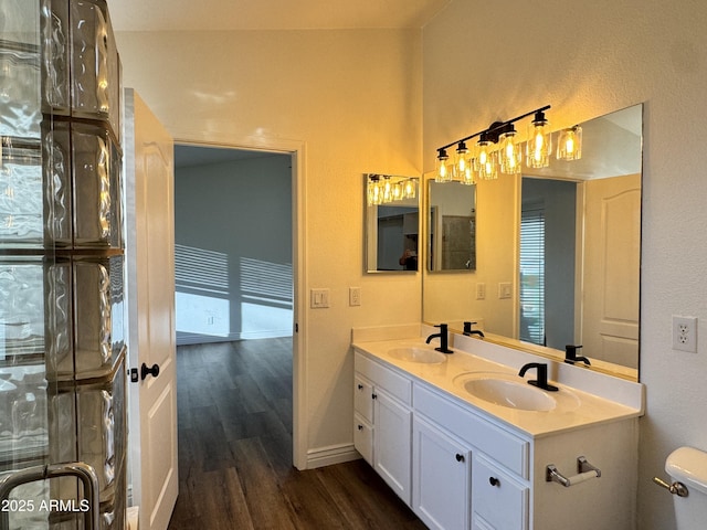 20722 N 38th St, Phoenix, AZ 85050 - full bath with wood finished floors, double vanity, and an enclosed shower