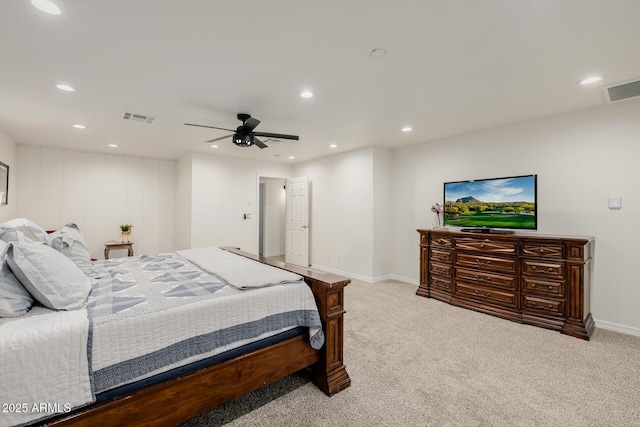 2350 E Melrose St, Gilbert, AZ 85297 - carpeted bedroom with ceiling fan, baseboards, and recessed lighting