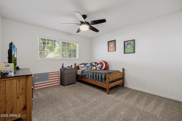 2350 E Melrose St, Gilbert, AZ 85297 - carpeted bedroom featuring baseboards and ceiling fan