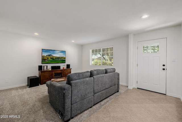 2350 E Melrose St, Gilbert, AZ 85297 - living room with recessed lighting, baseboards, and crown molding