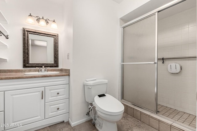 518 N Cheri Lynn Dr, Chandler, AZ 85225 - full bathroom with a shower stall, toilet, vanity, and tile patterned flooring