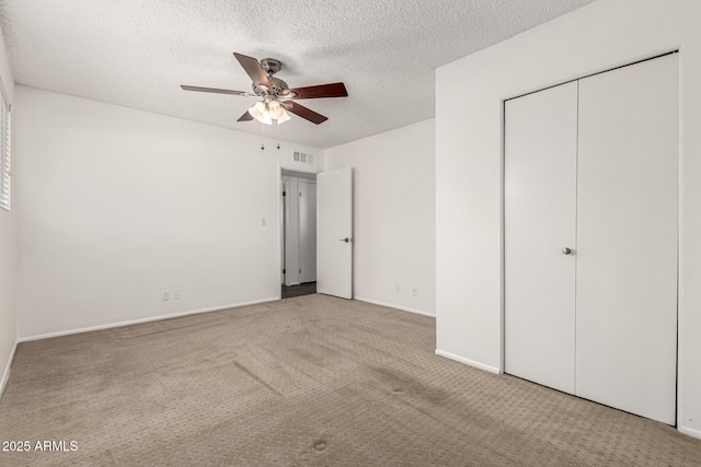 518 N Cheri Lynn Dr, Chandler, AZ 85225 - unfurnished bedroom with carpet floors, a textured ceiling, baseboards, a ceiling fan, and a closet