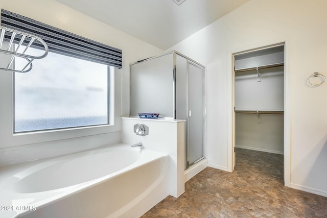 bathroom with plus walk in shower