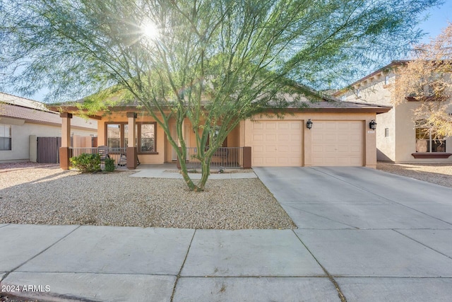 view of front of property with a garage