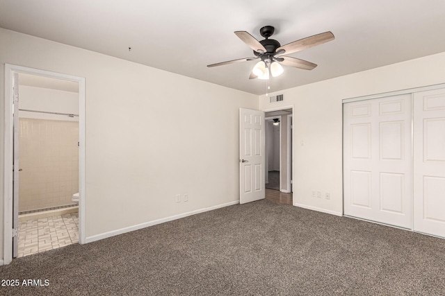 1203 E Bishop Dr, Tempe, AZ 85282 - unfurnished bedroom featuring carpet floors, baseboards, ensuite bathroom, visible vents, and a closet